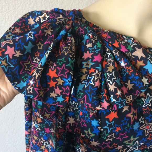 J. Crew long sleeve one shoulder star blouse - Picture 7 of 8